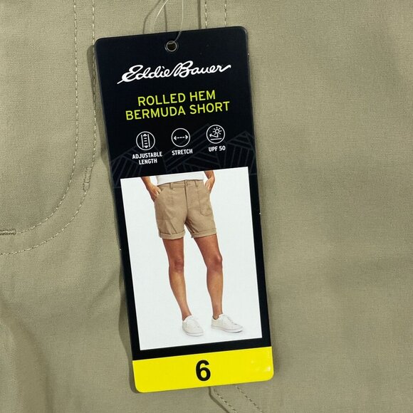 NEW Eddie Bauer Women's 6 Rolled Hem Bermuda Shorts Nylon/Spandex Adjustable - Picture 5 of 8